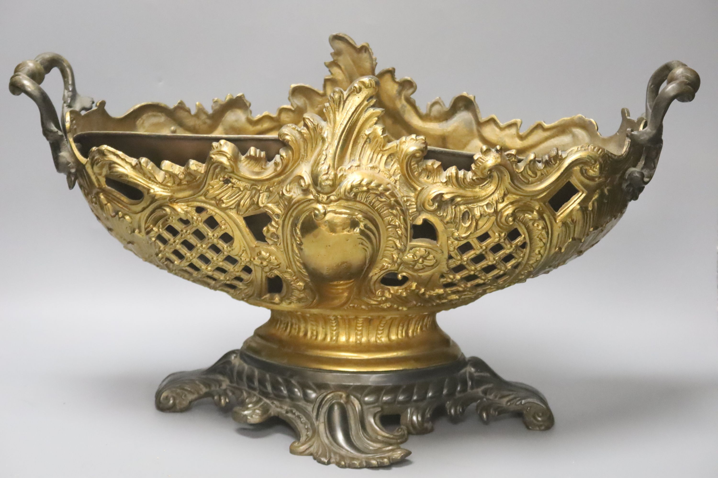 A Louis XV style bronze rococo revival centrepiece 48cm
